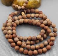 108 Mala perler, Sandeltræ, med elastisk nylonsnor, Runde, forskellige længde for valg & buddhistiske smykker & forskellig størrelse for valg & 4-streng, Solgt af Lot