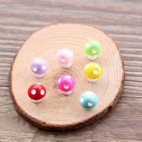 Resin Decoration mushroom solid color mixed colors 10-13mm Sold By Bag