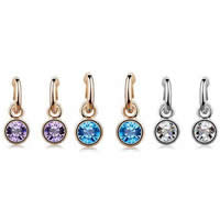Austrian Crystal Earring Zinc Alloy with Austrian Crystal stainless steel post pin Flat Round plated faceted mixed colors nickel lead & cadmium free Sold By Bag