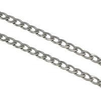 Nehrđajućeg čelika Curb Chain, Nehrđajući čelik, rubnik lanac, izvorna boja, 7x5x1mm, 100m/Lot, Prodano By Lot