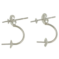 925 Sterling Silver Earring Post, 19x6x15mm, Sold By Pair