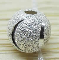 Brass Jewelry Beads Round real silver plated & stardust lead & cadmium free Sold By Bag