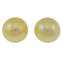 Cultured No Hole Freshwater Pearl Beads, Round, natural, gold, Grade AA, 11-12mm, Sold By PC