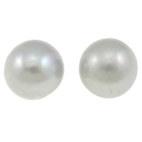 Cultured No Hole Freshwater Pearl Beads, Round, grey, Grade AA, 11-12mm, Sold By PC