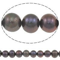 Brambor pěstované sladkovodní perle, Sladkovodní Pearl, fialová hluboko, třída AAA, 9-10mm, Otvor:Cca 0.8mm, Prodáno za Cca 15 inch Strand