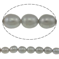 Riso coltivato in perla d'acqua dolce, perla d'acquadolce coltivata naturalmente, grigio, Grade AA, 8-9mm, Foro:Appross. 0.8mm, Venduto per Appross. 15 pollice filo