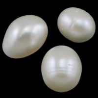 Nėra Hole Kultūringas gėlavandenių perlų karoliukai, Gėlo vandens perlų, Ryžiai, natūralus, ne skylė, baltas, 12-15mm, 10kompiuteriai/Krepšys, Pardavė Krepšys