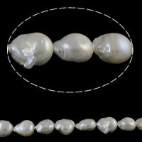 Sötvatten Odlade kämförsedda pärla pärlor, Odlade sötvattens med kärnor Pearl, Keishi, naturlig, vit, 13-14mm, Hål:Ca 0.8mm, Såld Per Ca 15.7 inch Strand