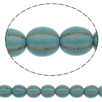 Perline in turchese, turchese sintetico, Ovale, verde, 12mm, Foro:Appross. 1mm, Appross. 32PC/filo, Venduto per Appross. 15 pollice filo