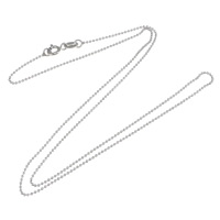 925 Sterling sølv halskæde kæde, platineret, kuglekæde, 1mm, Længde Ca. 17 inch, 10Strands/Lot, Solgt af Lot