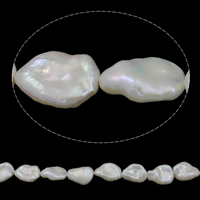 Keishi kultivované sladkovodní perle, Sladkovodní Pearl, přírodní, bílý, třída AAA, 13-15mm, Otvor:Cca 0.8mm, Prodáno za Cca 15.7 inch Strand