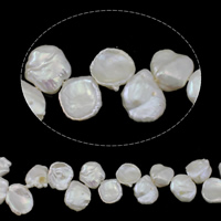 Keishi kultivované sladkovodní perle, Sladkovodní Pearl, přírodní, top vrtané, bílý, třída AAA, 13-15mm, Otvor:Cca 0.8mm, Prodáno za Cca 15.3 inch Strand