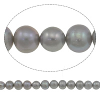Brambor pěstované sladkovodní perle, Sladkovodní Pearl, šedá, Grade AA, 9-10mm, Otvor:Cca 0.8mm, Prodáno za Cca 15 inch Strand