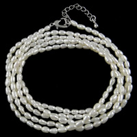 Freshwater Cultured Pearl Bracelet Freshwater Pearl brass lobster clasp with 4cm extender chain Rice natural  white 3mm Sold Per Approx 32 Inch Strand