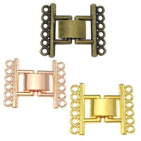 Tibetan Style Fold Over Clasp, plated, 6-strand, more colors for choice, nickel, lead & cadmium free, 23x20x4mm, Hole:Approx 1mm, 200PCs/Lot, Sold By Lot