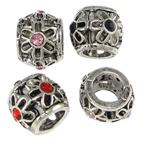 Zinc Alloy Large Hole Bead Drum platinum color plated with rhinestone & hollow & blacken nickel lead & cadmium free Approx 6mm Sold By Lot