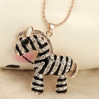 Zinc Alloy Sweater Chain Necklace Zebra rose gold color plated lantern chain & enamel & with rhinestone & hollow nickel lead & cadmium free Length Approx 27 Inch Sold By Lot