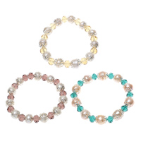 Freshwater Cultured Pearl Bracelet Freshwater Pearl with Crystal & Brass Potato natural faceted 8-10mm Sold Per Approx 7.5 Inch Strand