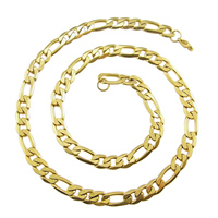 Stainless Steel Chain Necklace gold color plated & figaro chain Sold By Lot