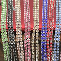 Brass Beading Chains silver color plated & with rhinestone nickel lead & cadmium free 50/
