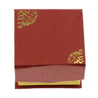 Pap Single Ring Box, med Sponge, Square, guld accent, rød, 51x51x36mm, 100pc'er/Lot, Solgt af Lot