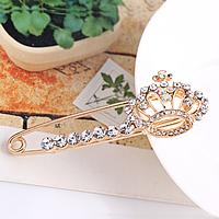 Rhinestone Brooch Zinc Alloy Crown rose gold color plated with rhinestone nickel lead & cadmium free Sold By Lot