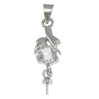 Zinc Alloy Peg Bail platinum color plated with rhinestone nickel lead & cadmium free 23mm 0.5mm Approx Sold By Lot