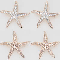 Rhinestone Brooch Zinc Alloy Starfish KC gold color plated with rhinestone mixed colors nickel lead & cadmium free 45mm Sold By Bag