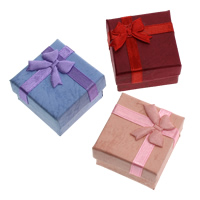 Cardboard Single Ring Box with Sponge & Grosgrain Ribbon Square Sold By Lot