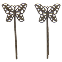 Hair Clip Findings Iron with Brass Butterfly antique bronze color plated nickel lead & cadmium free 55mm Sold By Lot