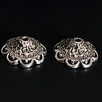 Zinc Alloy Bead Cap Flower antique silver color plated nickel lead & cadmium free 14mm Approx 2mm Sold By Lot