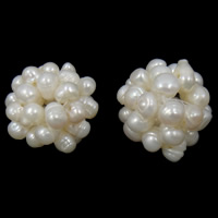 Míč clusteru perlový korálky, Sladkovodní Pearl, Kolo, bílý, 18-20mm, Prodáno By PC