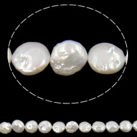 Coin ferskvandskulturperle Beads, Ferskvandsperle, hvid, Grade AA, 10-11mm, Hole:Ca. 0.8mm, Solgt Per 15 inch Strand