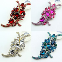 Crystal Brooch Zinc Alloy with Crystal Flower plated faceted & with rhinestone nickel lead & cadmium free 105mm Sold By Lot