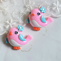 Cartoon Resin Cabochon Bird flat back pink Sold By Lot
