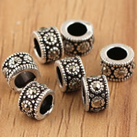 Thailand Sterling Silver Large Hole Bead Rondelle with rhinestone Approx 3mm Sold By Bag