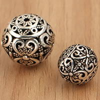 Thailand Sterling Silver Pärlor, Rund, olika storlek för val & ihålig, Hål:Ca 1mm, Säljs av Bag
