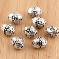 Thailand Sterling Silver Beads, Drum, 6x8mm, Hole:Approx 1mm, 8PCs/Bag, Sold By Bag