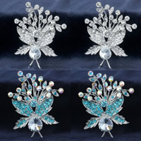 Rhinestone Brooch Zinc Alloy with Crystal Flower platinum color plated with rhinestone nickel lead & cadmium free Sold By Lot