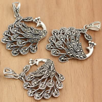 Thailand Sterling Silver Pendants Peacock with rhinestone Approx 2mm Sold By Bag