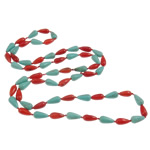 Natural Coral Sweater Necklace with turquoise & Nylon Cord Teardrop Sold Per Approx 35 Inch Strand