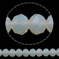 Rondelle-Krystal-Perler, Krystal, efterligning CRYSTALLIZED™ krystaller, Hvid Opal, 8x10mm, Hole:Ca. 1.5mm, Længde Ca. 22.5 inch, 10Strands/Bag, Solgt af Bag