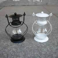 Iron Candle Holder with Glass Lamp stoving varnish nickel lead & cadmium free Sold By Lot