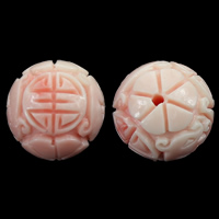 Giant Clam Beads Fluted Giant Round Carved pink 14mm Approx 0.5mm Sold By Lot
