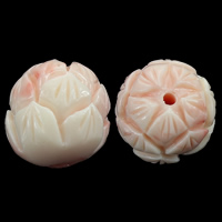 Giant Clam perle, Fluted Giant, Cvijet, Izrezbaren, roze, 14x15mm, Rupa:Približno 2mm, 30računala/Lot, Prodano By Lot