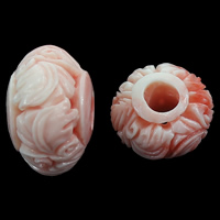 Fluted Giant European Bead Rondelle Carved & without troll pink Sold By Lot