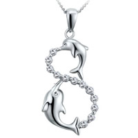 925 Sterling Silver Pendant Dolphin platinum plated with cubic zirconia Approx 2-7mm Sold By Bag