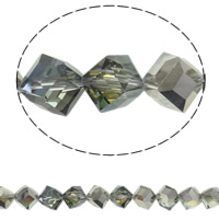 Απομιμήσεις CRYSTALLIZED™ Crystal χάντρες, Κρύσταλλο, Κύβος, πολύχρωμα επιχρυσωμένο, πολύπλευρη & κρύσταλλο CRYSTALLIZED™ απομίμηση, Black Diamond AB, 10x10mm, Τρύπα:Περίπου 1.5mm, Περίπου 60PCs/Strand, Sold Per Περίπου 15.5 inch Strand