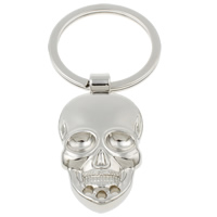 Zinc Alloy Key Chain with iron ring Skull platinum color plated nickel lead & cadmium free Approx 29mm Length Approx 3 Inch Sold By Bag