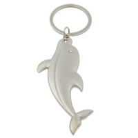 Zinc Alloy Key Chain with iron ring Dolphin platinum color plated with rhinestone nickel lead & cadmium free Approx 29mm Length Approx 5 Inch Sold By Bag